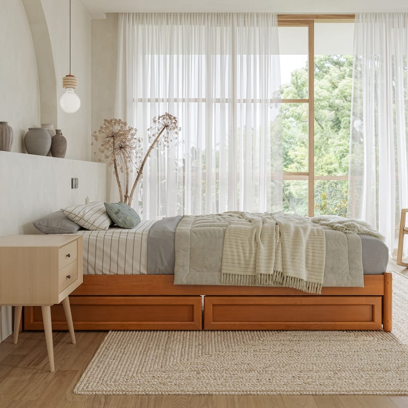Barcelona Panel Platform Bed with Storage Drawers