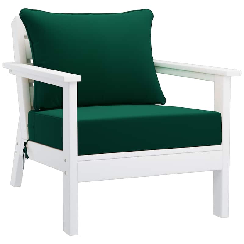 Birchwood All Weather HDPE Outdoor Patio Deep Seating White Club Chair With Cushions (1-Piece)