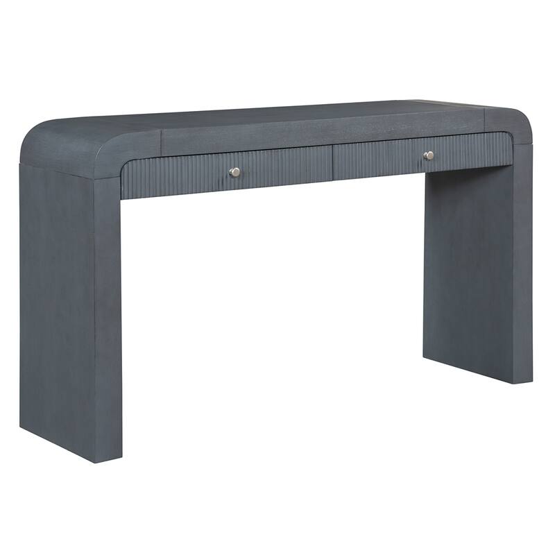 Console Table with Fluted Drawer,Curved Corners,and Thick Legs for Hallway & Living Room