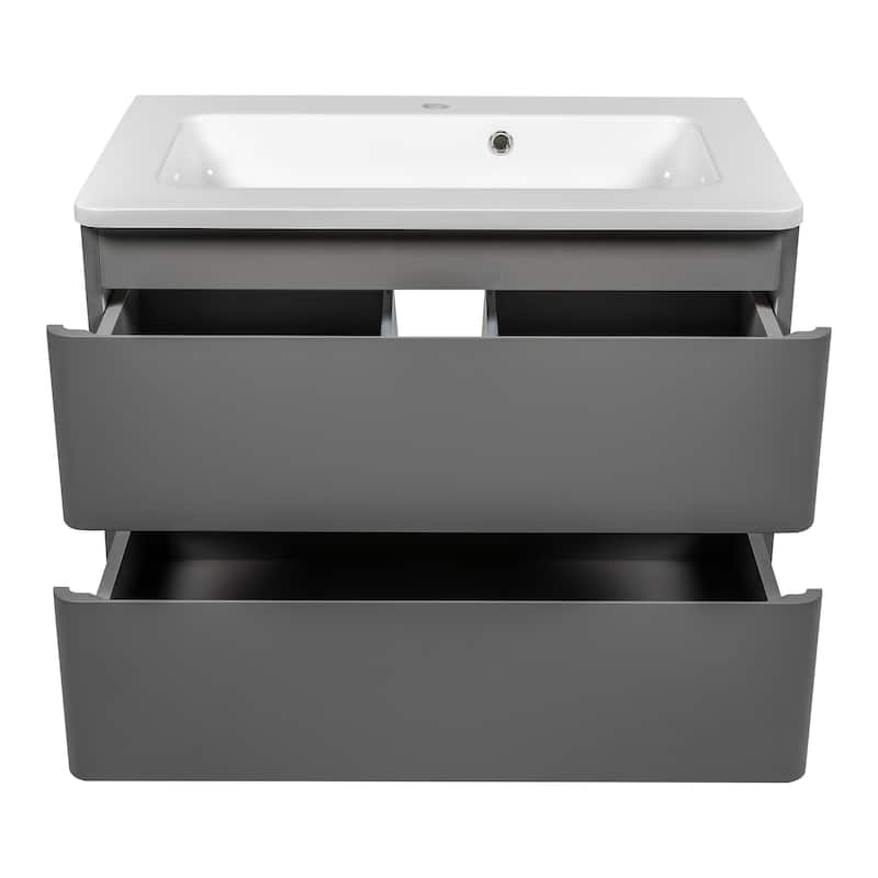 Modern Wall-Mounted Bathroom Vanity with Washbasin | Comfort Collection mirror Omega R-line 40" included