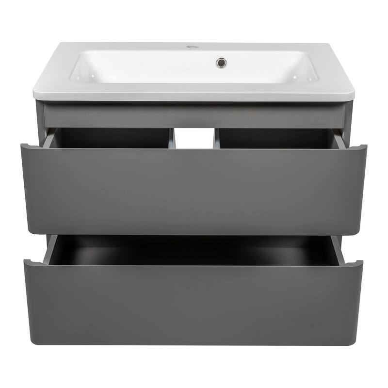 Modern Wall-Mounted Bathroom Vanity with Washbasin | Comfort Collection with Mirror Simple 24"