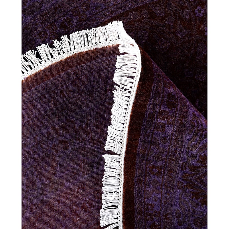 Overdyed One-of-a-Kind Hand-Knotted Round Area Rug - Purple - 6' 1" x 6' 1"