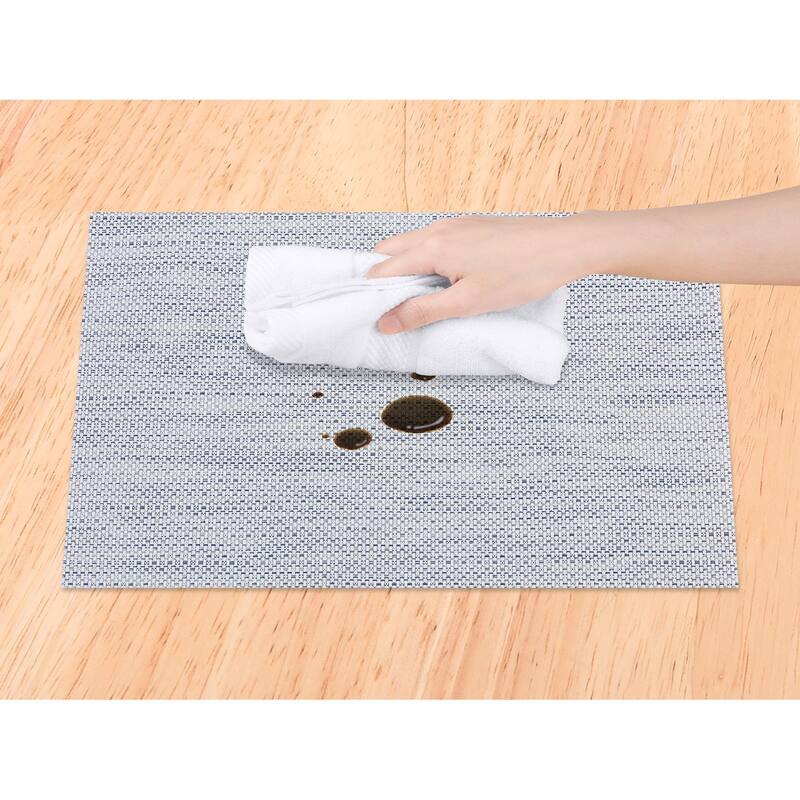 Placemats Set of 6 PVC Solid Placemats for Dining Table Decor Indoor Outdoor Kitchen Table Mat - 18*12in