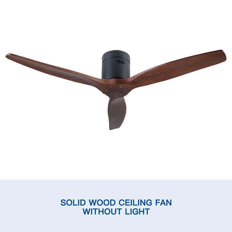 Solid Wood Low Profile Ceiling Fan with Reversible DC Motor, 52 Inch 6 Speed Ceiling Fan with Remote Control