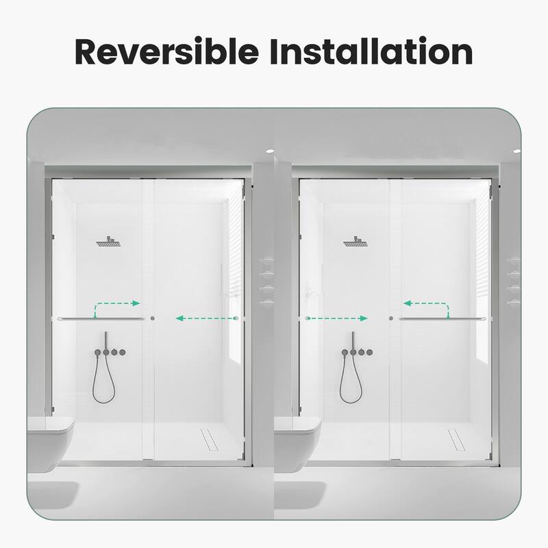 44-48" W x 72" H Semi-Frameless Double Sliding Shower Door, 6mm Tempered Glass Bypass Bathroom Door - 48x72"