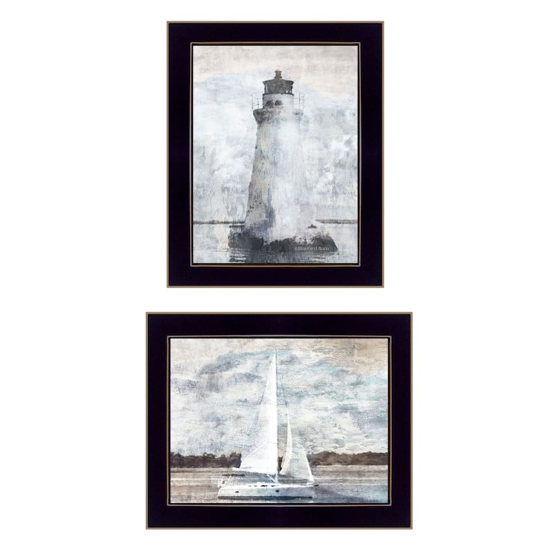 Trendy Decor 4U "The Ocean Blues" Printed Framed Wall Art by Bluebird Barn - Black - 18 x 14