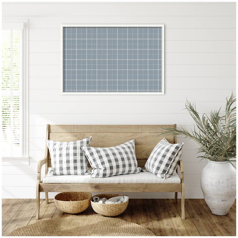 Kate and Laurel Framed Fabric Pinboard Light Blue Plaid Wall Organization