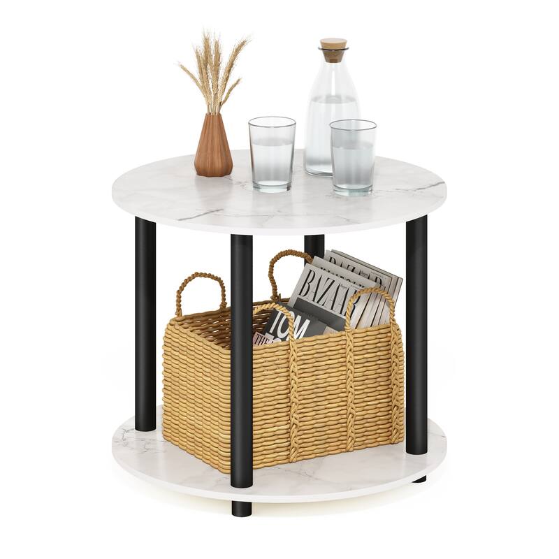 Furinno Turn-N-Tube Simple Design 2-Tier Round Wooden Coffee Table