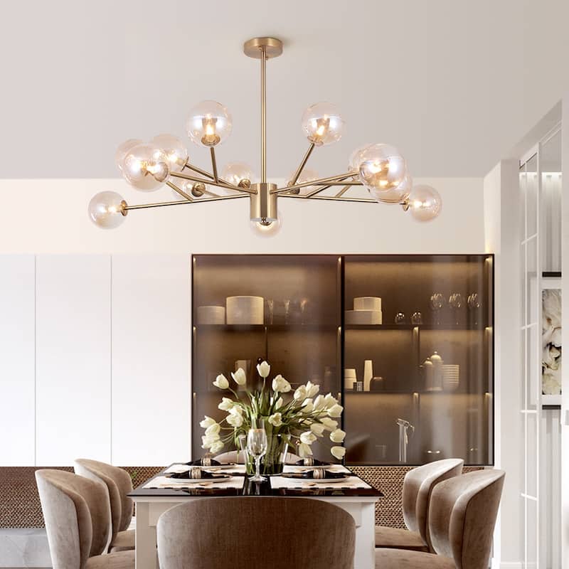 15-light Glass Globe Bubble Sputnik Chandelier - Gold