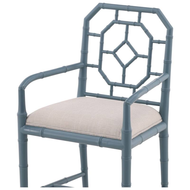 Furniture Classics Light Blue Mahogany Bamboo Style Arm Chair