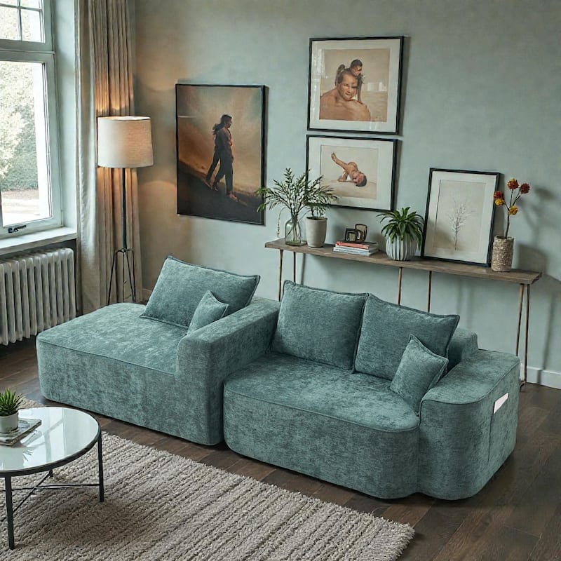 104 Inch L Shaped Sectional Sofa Cloud Couch with Chaise, Extra Deep Seat, No Assembly Modular Corner Sofa