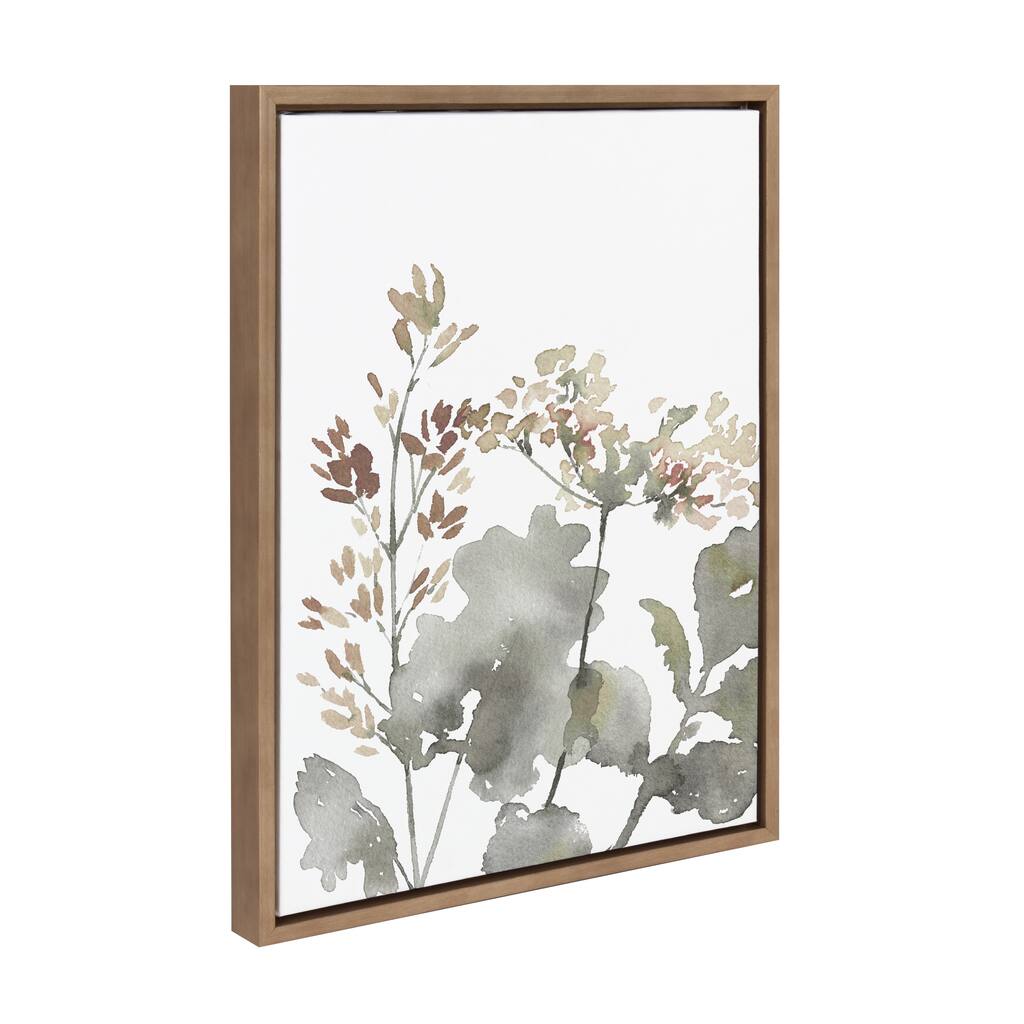 Kate and Laurel Sylvie Botanical Soft Yellow Framed Canvas by Sara Berrenson