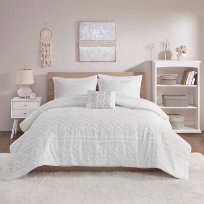 Whitney Solid Clipped Jacquard Comforter Set by Intelligent Design