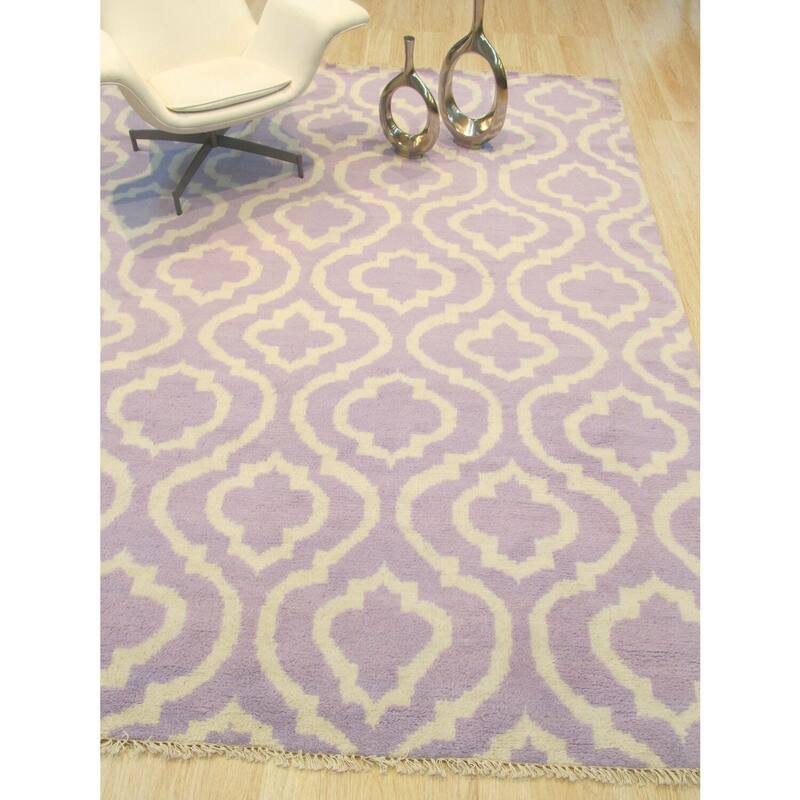 Purple Hand-Knotted Wool Contemporary Moroccan Rug, 9'6 x 13'6, Vibrant Statement Rug - L