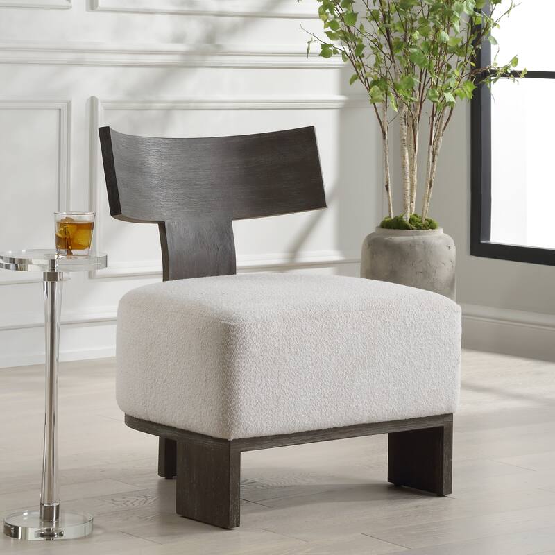 Bent Back Rest Floating Seat Accent Chair - 32.25" - Walnut Brown