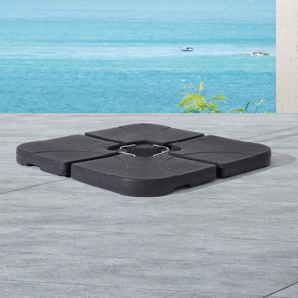 4-piece cantilever offset patio umbrella stand Bonosuki 4-Piece Cantilever Base Offset Patio Umbrella Stand, 176lb
