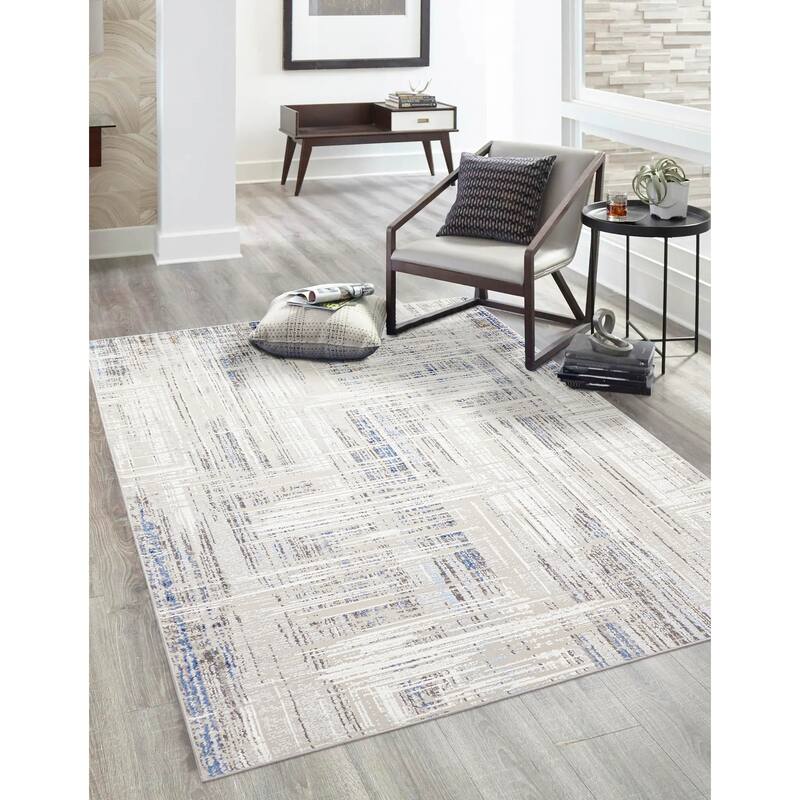 ECARPETGALLERY Machine Made Quinn Blue Area Rug