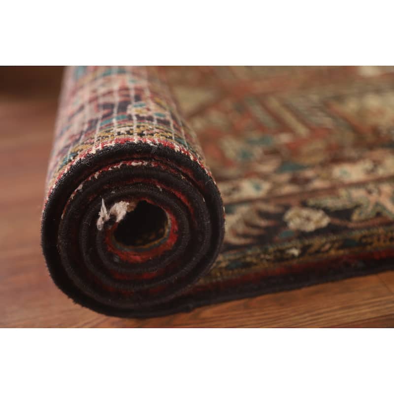 Geometric Handmade Heriz Persian Vintage Runner Rug - 3'5"x 10'7"