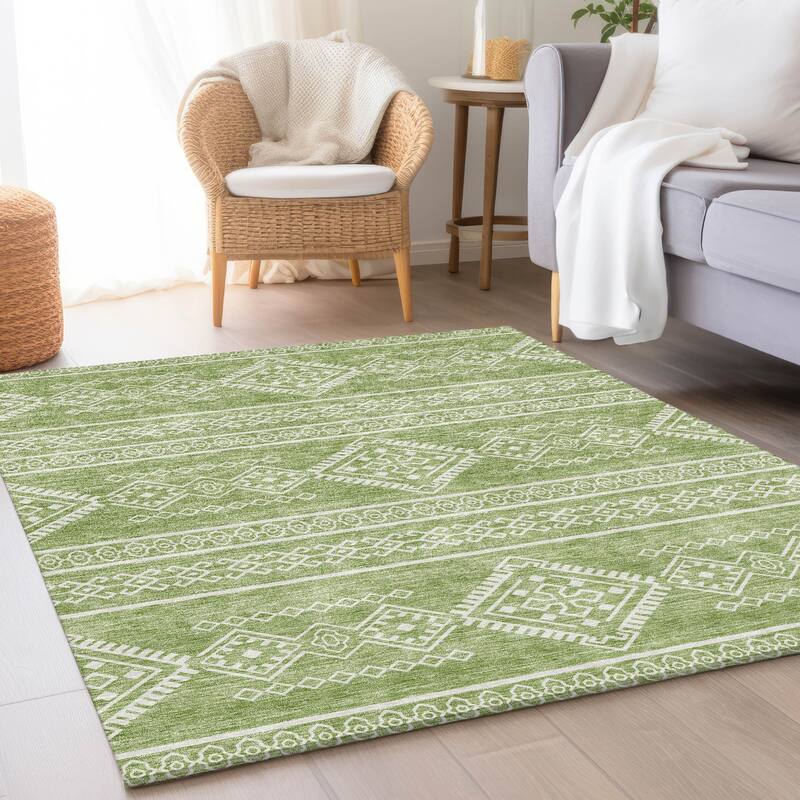 Premium Washable Super Soft Boho Globe Mayfield Rug - Green - 5' x 7'6"