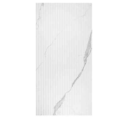 Terrain 24x48 White Gray Porcelain Large Format Fluted grooved Wall Tile (15.55 sq ft/case) - 2 Pack