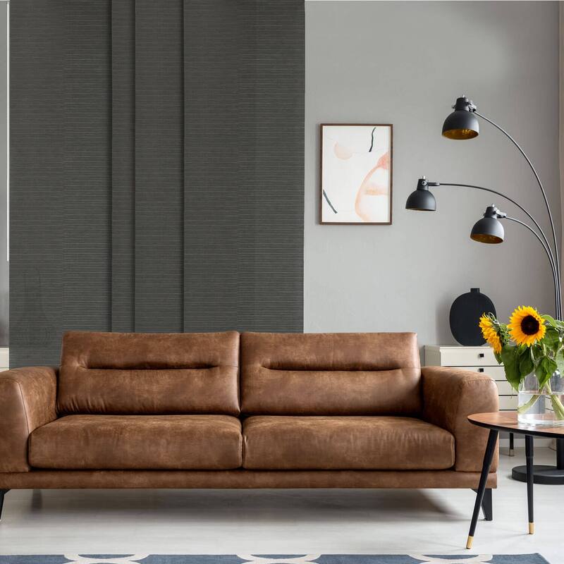 GoDear Design Natural Woven Adjustable Sliding Panel Track Blinds, Vertical Blinds, Timeless Series, 45.8"- 86" W x 96" L