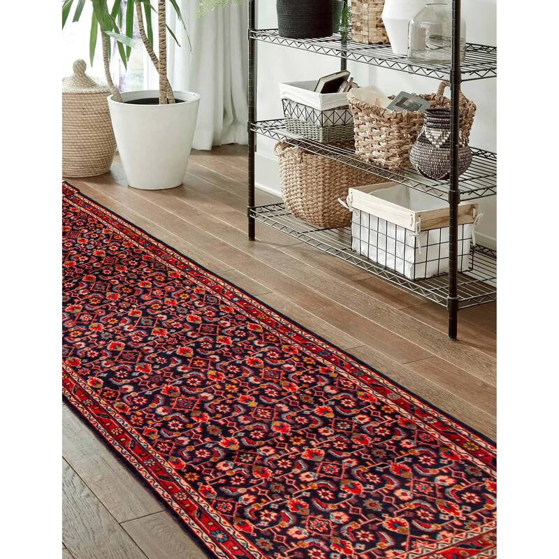 ECARPETGALLERY Hand-knotted Andelz Navy Wool Rug - 3'7 x 12'6