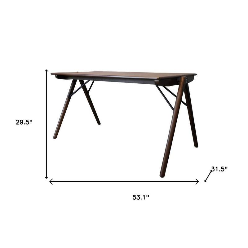 HomeRoots 53" Walnut Wood Trestle Base Dining Table - 53.10 in. x 29.50 in. x 31.50 in.