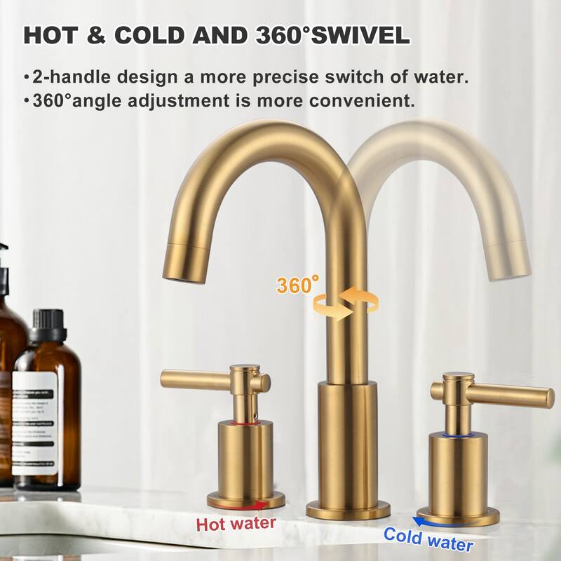WOWOW Widespread 8 in. Double Handle Bathroom Faucet
