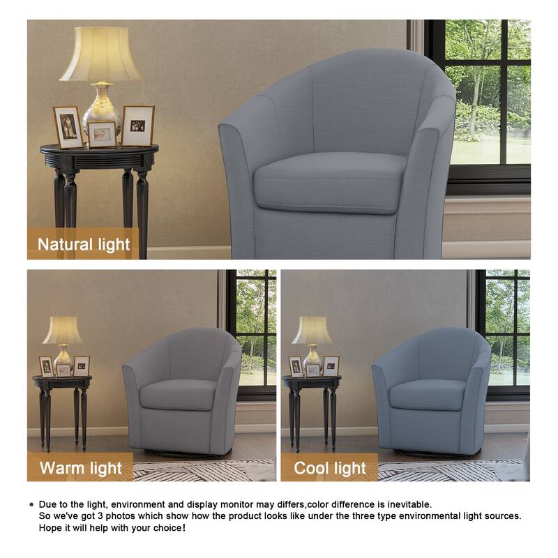 Modern Upholstered Swivel Barrel Chair Living Room Accent Chair