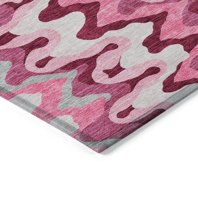 Machine Washable Indoor/ Outdoor Chantille Abstract Ripples Rug