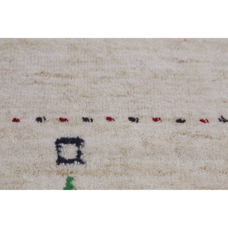 Hand Knotted Oriental 100% Wool Carpet Tribal Animal Pictorial Beige & Ivories Gabbeh Area Rug - 7' 11'' X 5' 1''