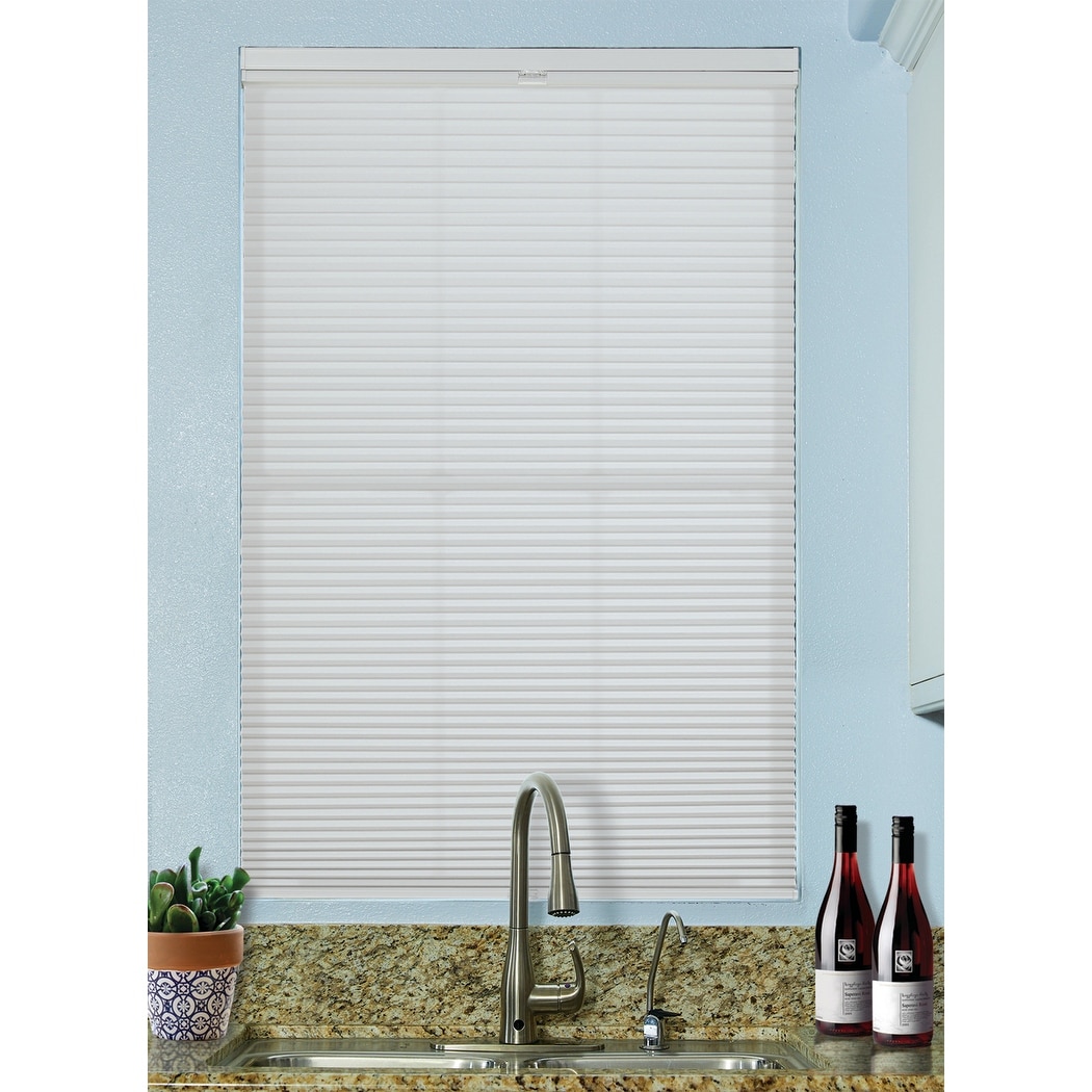 BlindsAvenue Cordless Top Down/Bottom Up Light Filtering Cellular Honeycomb Shade, 9/16" Single Cell, White