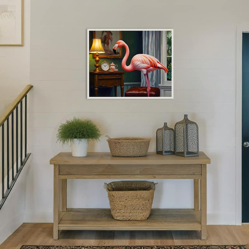 Flamingos Cozy Corner by Kintsugi99 Framed Canvas Wall Art