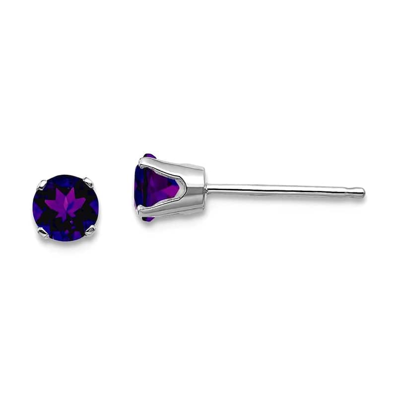 Curata 14k White Gold 4mm Round Gemstone Birthstone Post Stud Earrings