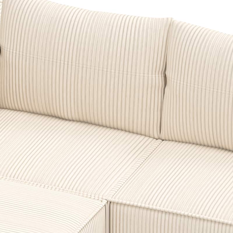 Moasis Multi-seat(3/4/5 seats) Corduroy Sectional Sofa Modular Couch Sofa Upholstered Convertible Modular Sofa