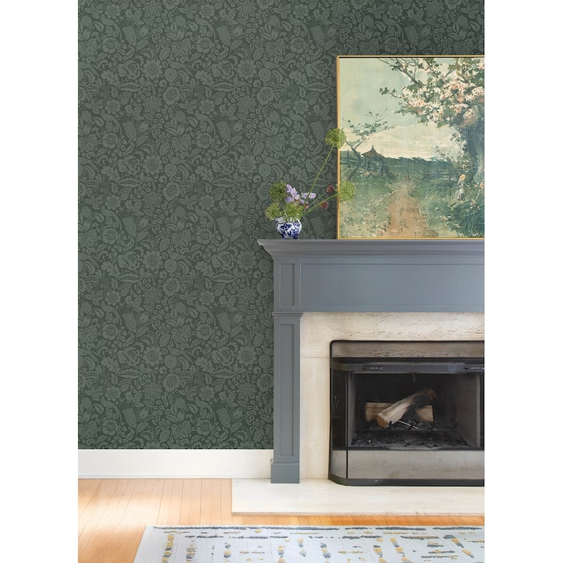 A-Street Prints Marta Green Floral Trail Wallpaper