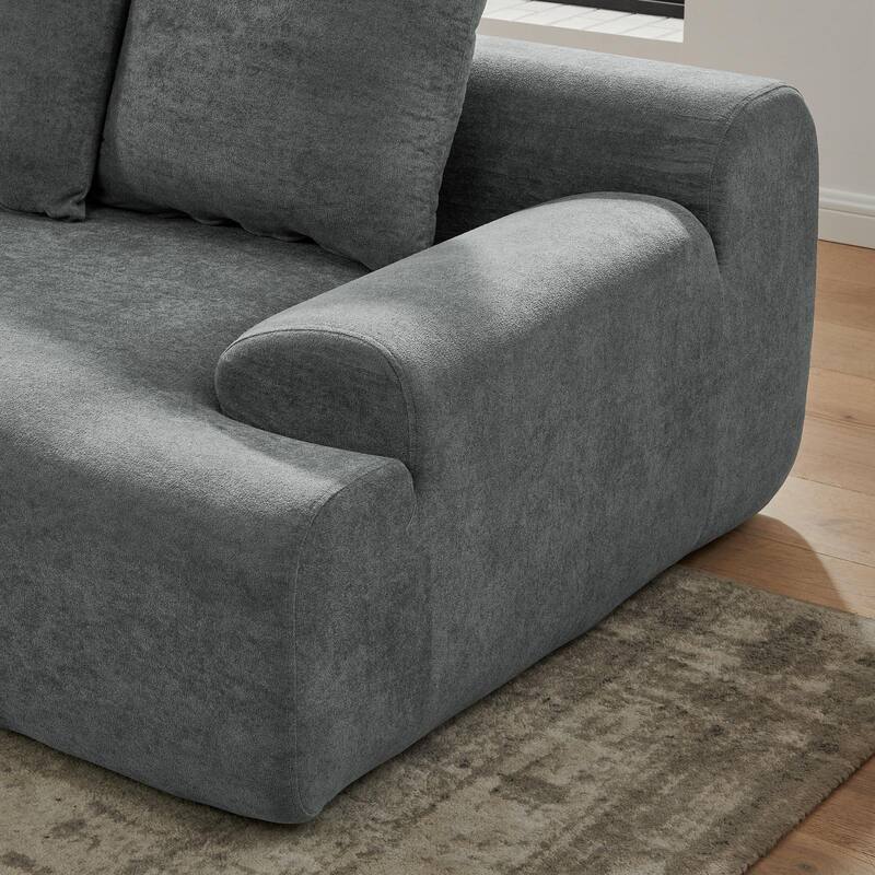 110" Modern L-Shape Modular Sectional, Melange Velvet, Easy Assembly