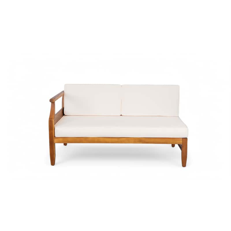 Aston Outdoor Acacia Wood Chat Set with Cushions by Christopher Knight Home