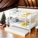 preview thumbnail 1 of 7, Solid Wood Detachable Twin Over Twin Bunk Beds with Trundle,Safety Rail and Ladder White