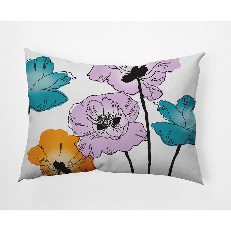 Popping Poppies Decorative Throw Pillow - Lilac - 14" x 20"