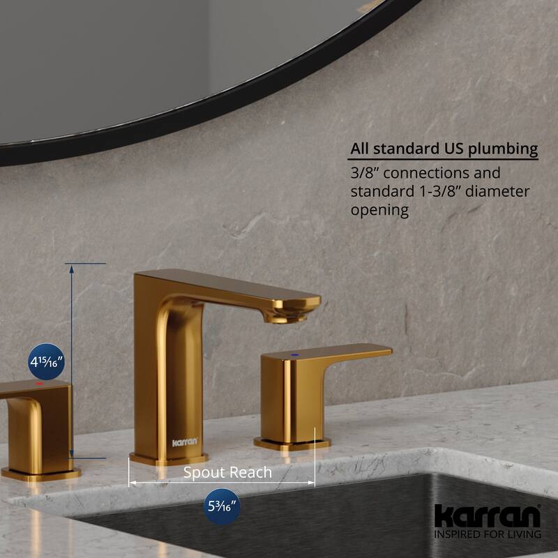 Karran Venda KBF514 2-Handle Three Hole Widespread Bathroom Faucet with Matching Pop-up Drain