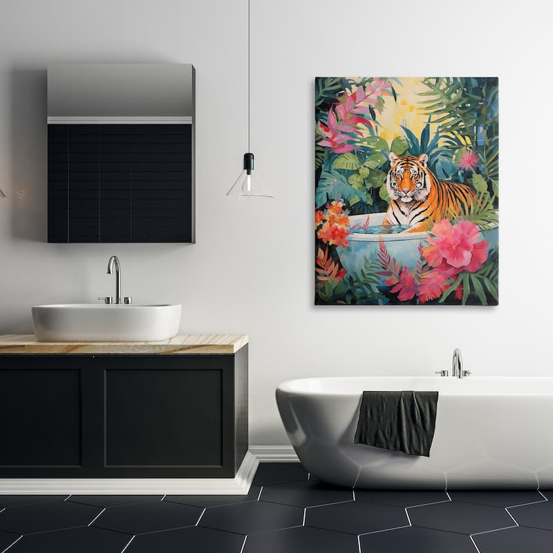 Stupell Tiger in Luxurious Bath Canvas Wall Art Design By Heidi Kuntz