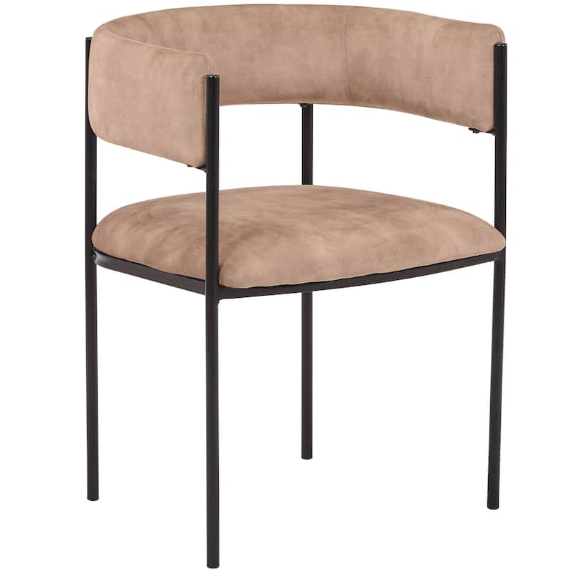 Leather Dining Chair with Open-Back Design and Powder Coated Iron Legs
