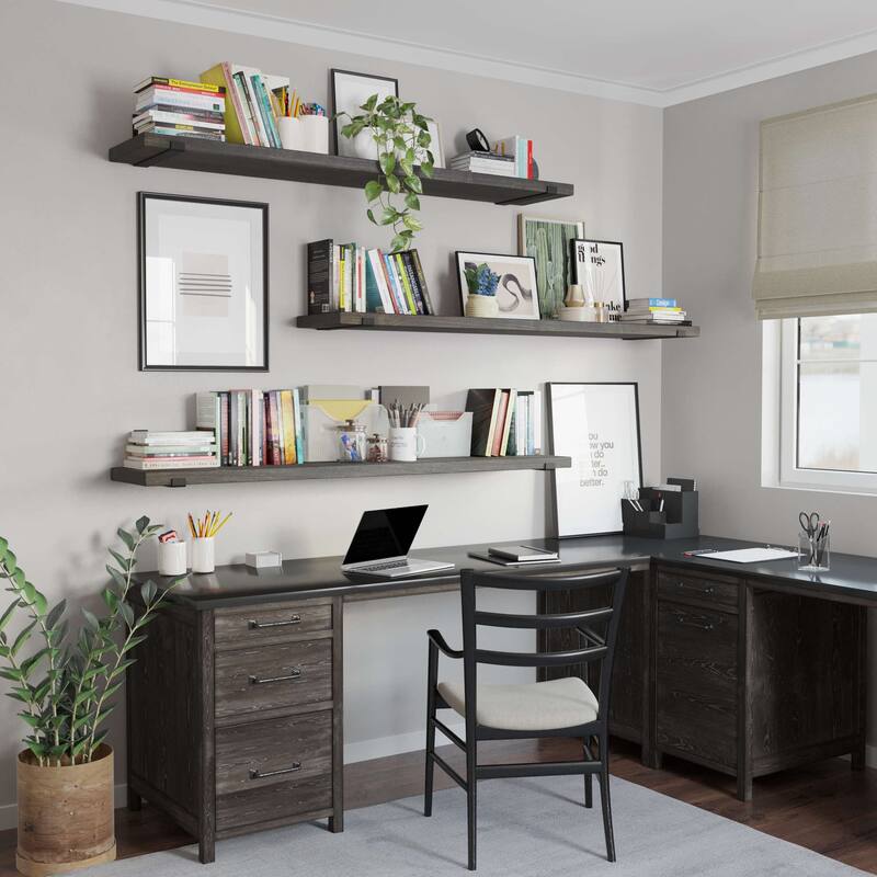 Wallniture Forte Wood Board 60" Long, 11.25'' Deep, 1.5" Thick, Wood Floating Shelf for Wall with Heavy Duty Metal Brackets, 1pc