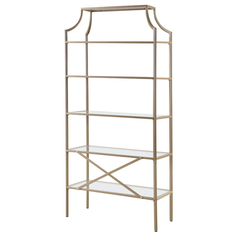 Serena 70-inch 5-shelf Glass Bookshelf Gold - 31.50" x 15.25" x 70.00"
