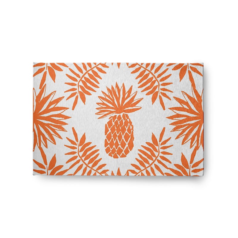 Pineapple Leaves Spring Chenille Indoor/Outdoor Rug - Orange - 2' x 3'