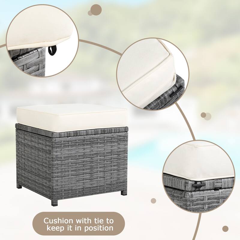 Gymax 7PCS Rattan Patio Sectional Sofa Set Conversation Set w/ White - See Details