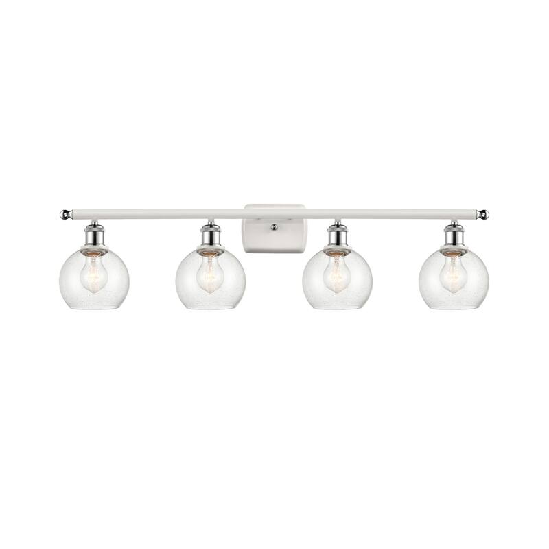 Innovations Lighting Athens - 4 Light 36" Bath Vanity Light - 6" Shade - Seedy/White and Polished Chrome Finish