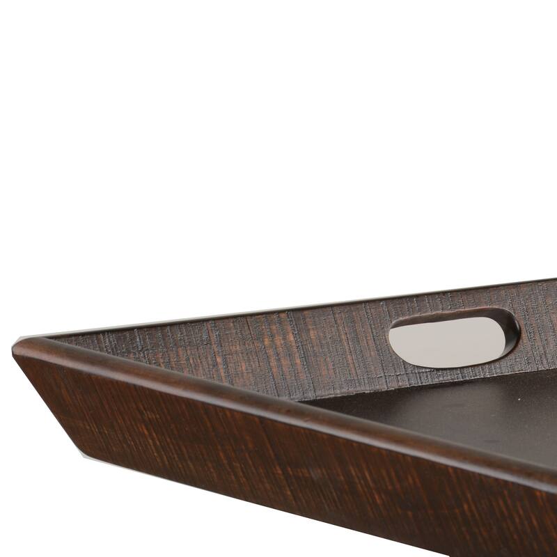 Flint Decorative Serving Tray, 27x27 Square Dark Rustic Oak Brown