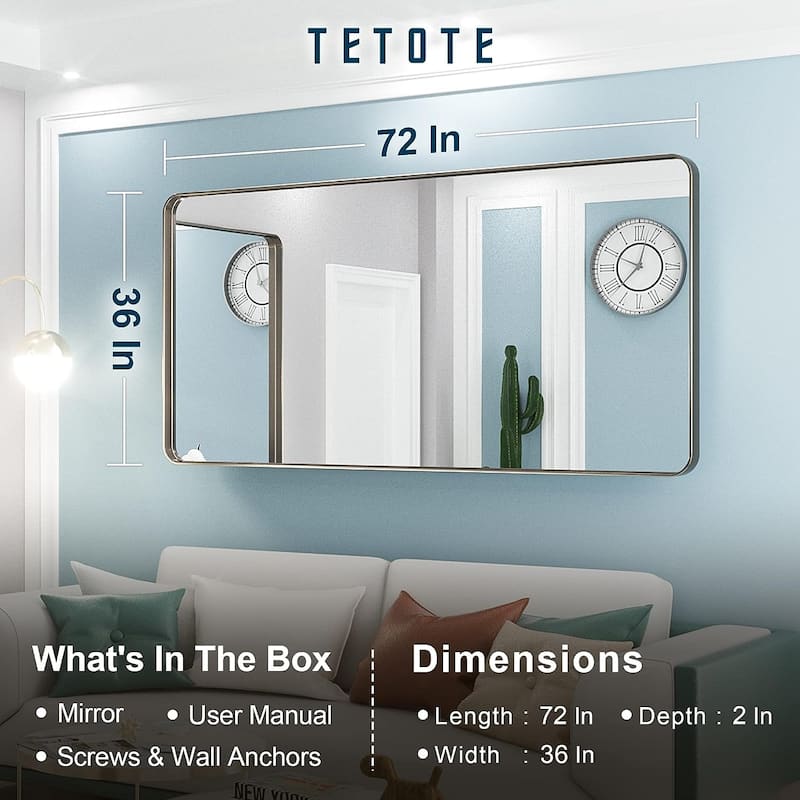 TETOTE Bathroom Vanity Mirror Modern Metal Frame Wall Mounted